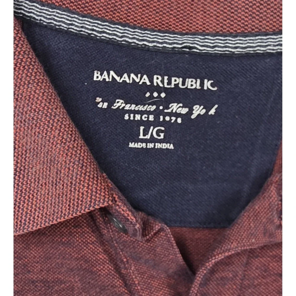 Banana Republic Maroon‎ 1/4 Button Up Short Sleeve Polo Men's Size Large